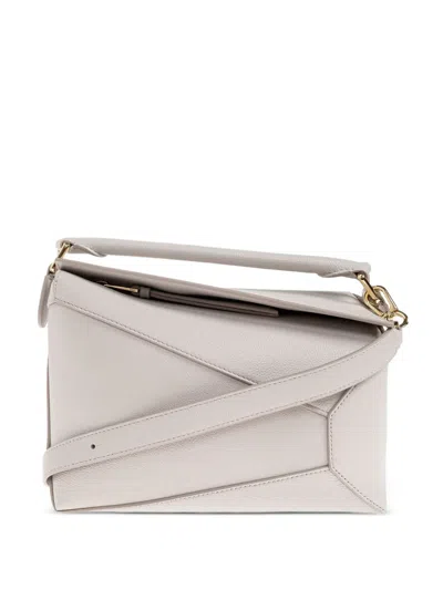 Loewe Puzzle Leather Tote Bag In White