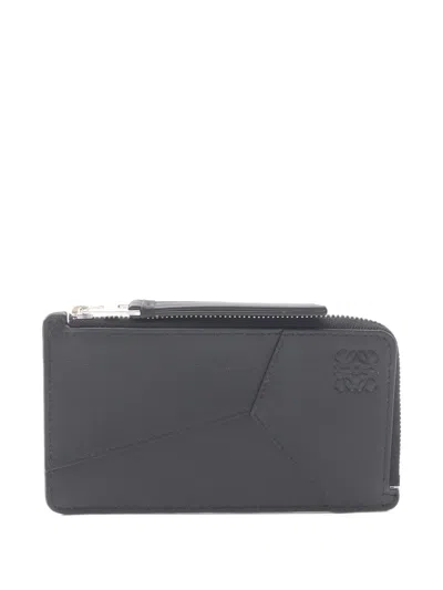 Pre-owned Loewe Puzzle Leather Wallet In Black