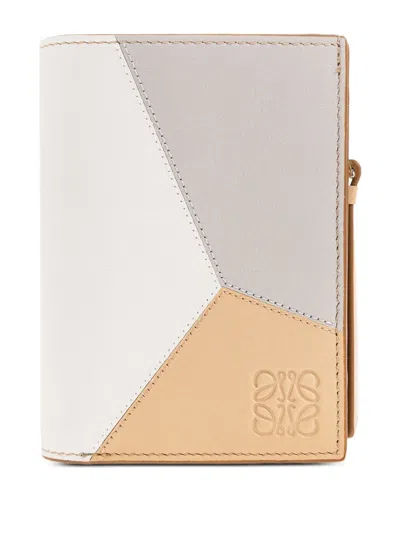 Loewe Puzzle Leather Wallet In Neutral
