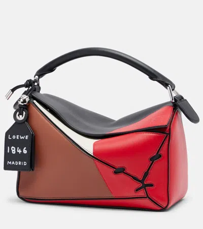 Loewe Puzzle Lion Intarsio Small Shoulder Bag In Multi