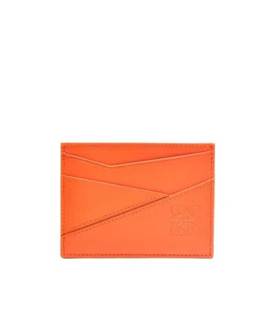Loewe Puzzle Logo-embossed Cardholder In Orange