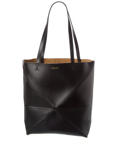 Loewe Puzzle Medium Leather Tote In Black