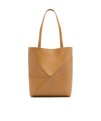 Loewe Puzzle Medium Leather Tote In Red