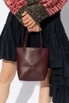 Loewe Puzzle Fold Medium Tote Bag In Shiny Leather In Burgundy