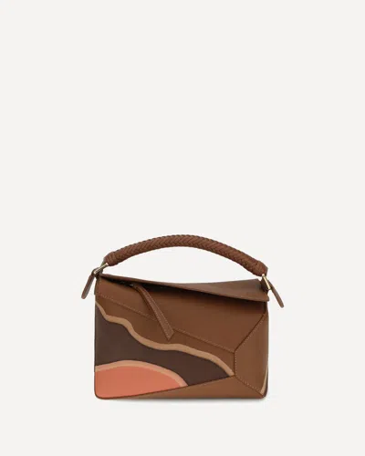 Loewe Puzzle Mini Landscape Handbag In Brown