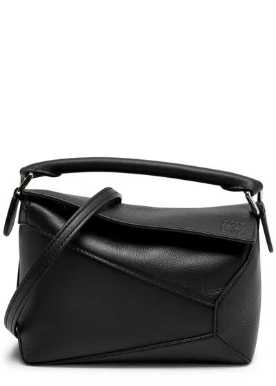 Loewe Puzzle Mini Leather Cross-body Bag In Black