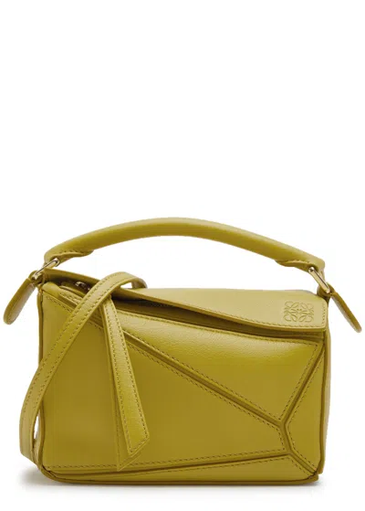 Loewe Puzzle Mini Leather Cross-body Bag In Gold