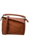 Loewe Puzzle Mini Leather Shoulder Bag In Brown