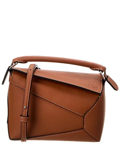Loewe Puzzle Mini Leather Shoulder Bag In Brown
