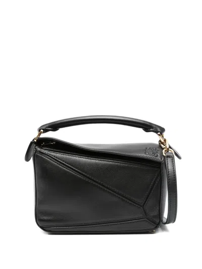 Loewe Puzzle Mini Leather Handbag In Black