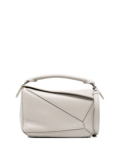 Loewe Puzzle Mini Leather Handbag In Gray