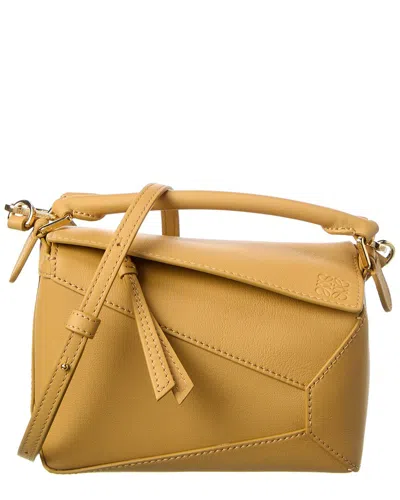 Loewe Puzzle Mini Leather Shoulder Bag In Brown