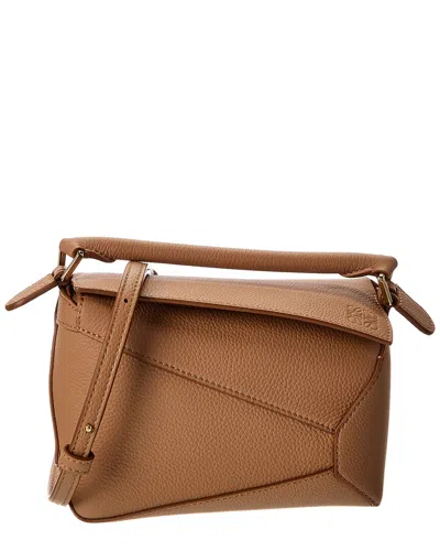 Loewe Puzzle Mini Leather Shoulder Bag In Brown