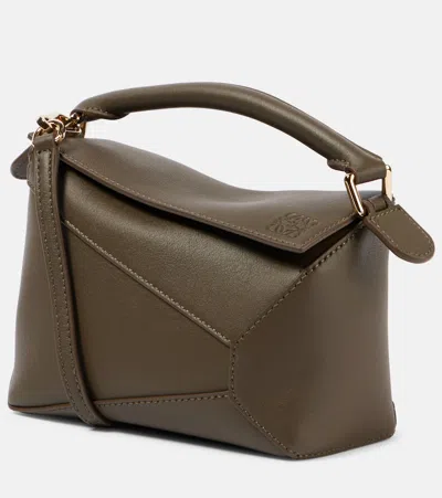 Loewe Puzzle Mini Leather Shoulder Bag In Brown