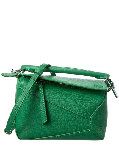 Loewe Puzzle Mini Leather Shoulder Bag In Green
