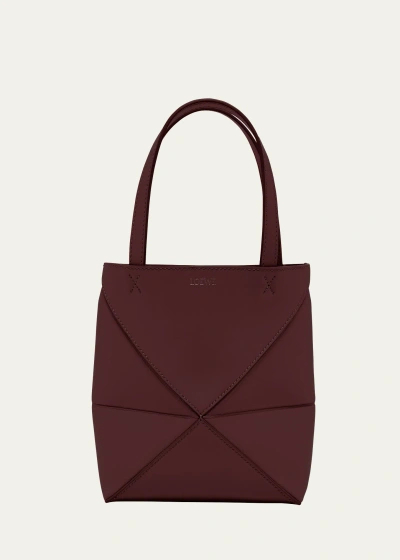 Loewe Puzzle Mini Leather Top-handle Bag In Dark Burgundy
