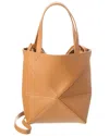 Loewe Puzzle Fold Mini Leather Tote Bag In Brown