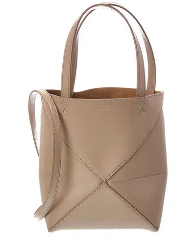 Loewe Puzzle Mini Leather Tote In Neutral