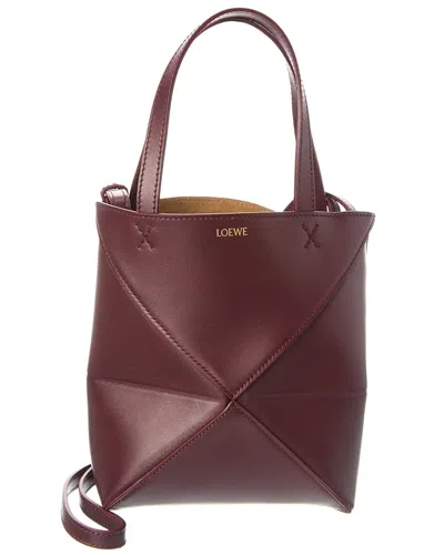 Loewe Puzzle Mini Leather Tote In Red