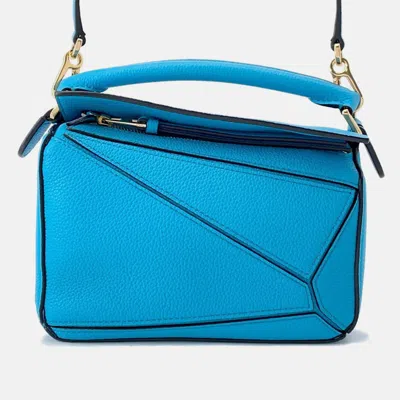 Pre-owned Loewe Puzzle Mini Light Blue Leather Bag