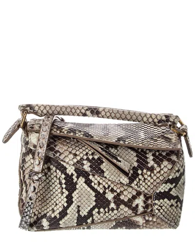 Loewe Puzzle Mini Python Shoulder Bag In White
