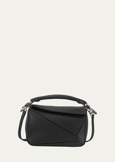 Loewe Puzzle Mini Top-handle Bag In Leather In Black