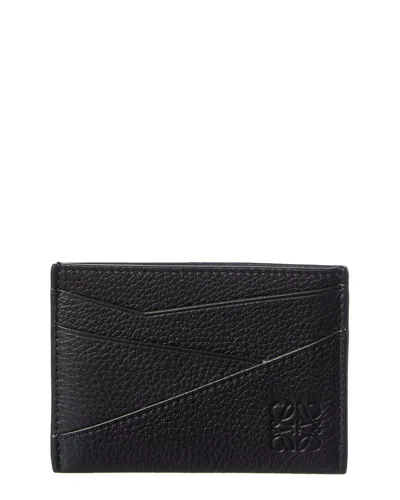 Loewe Puzzle Plain Leather Card Holder In Black