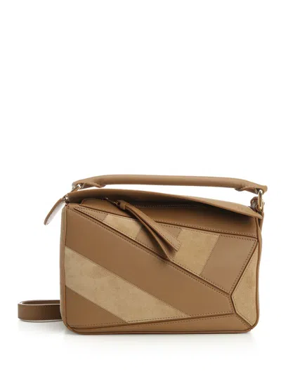 Loewe Puzzle S Stripes Handbags Brown