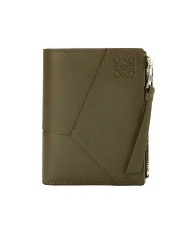 Loewe Puzzle Slim Compact Wallet In Classic Calfskin In Brown