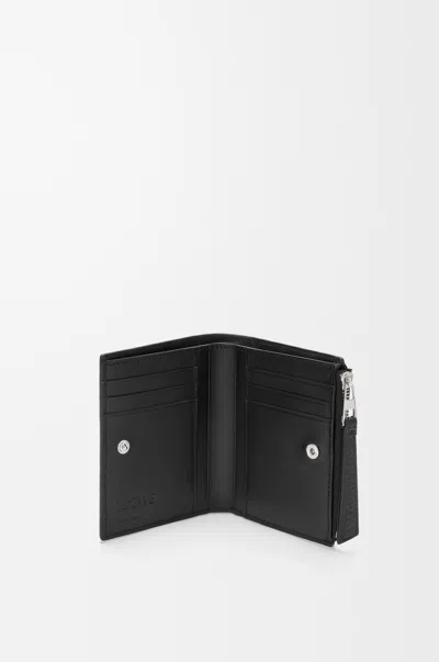 Loewe Puzzle Slim Compact Wallet In Supple Grained Leather Skin For Man In Black
