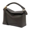Loewe Puzzle Edge Mini Top-handle Bag In Grained Leather In Grey