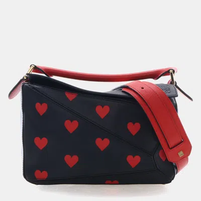 Pre-owned Loewe Puzzle Small Black Calfskin Leather Shoulder Bag