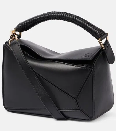 Loewe Puzzle Edge Small Textured-leather Shoulder Bag In Black