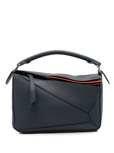Loewe Puzzle Small Leather Handbag In Blue