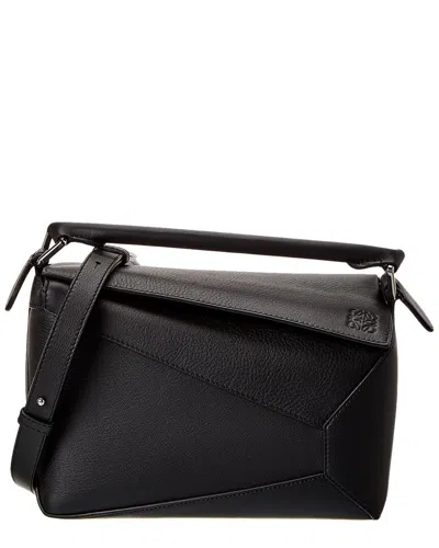 Loewe Puzzle Edge Small Textured-leather Shoulder Bag In Black