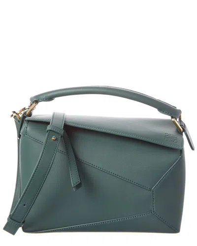 Loewe Puzzle Small Leather Shoulder Bag In Green