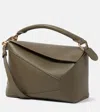 Loewe Puzzle Edge Small Textured-leather Shoulder Bag In Green