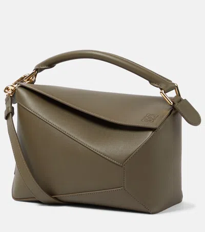 Loewe Puzzle Small Leather Shoulder Bag In Green