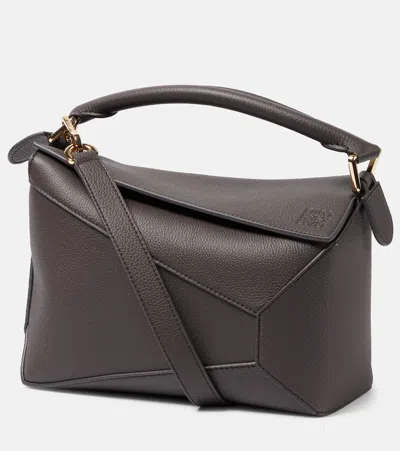 Loewe Puzzle Small Leather Shoulder Bag In Grey