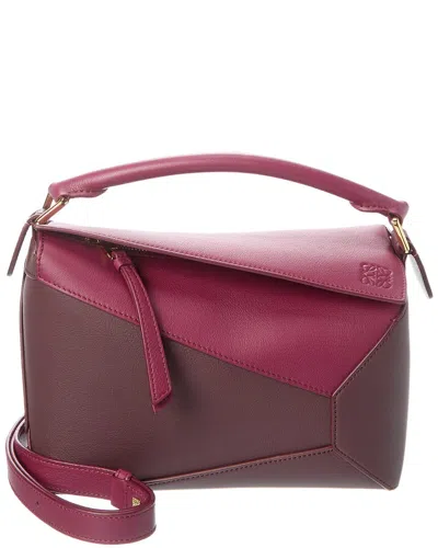 Loewe Small Leather Puzzle Edge Top-handle Bag In Red