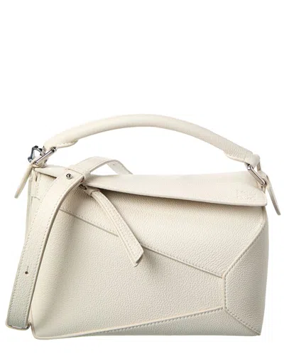 Loewe Puzzle Small Leather Shoulder Bag In White