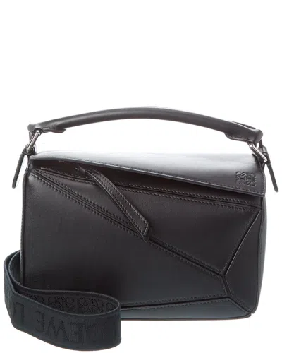 Loewe Puzzle Edge Mini Textured-leather Shoulder Bag In Black