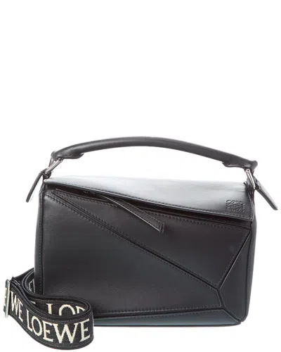 Loewe Puzzle Edge Mini Textured-leather Shoulder Bag In Black