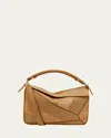 Loewe Puzzle Small Striped Top-handle Bag In Leather & Suede