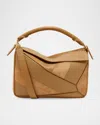 Loewe Puzzle Small Striped Top-handle Bag In Leather & Suede