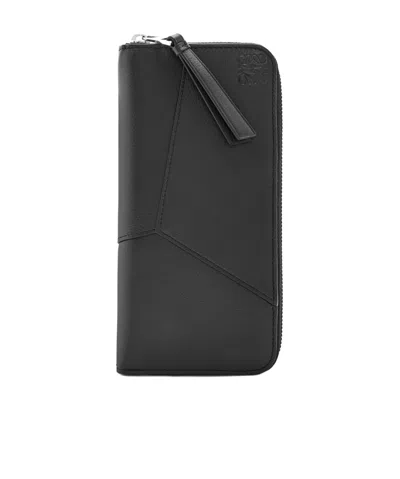 Loewe Puzzle Spliced Design Wallet In Black