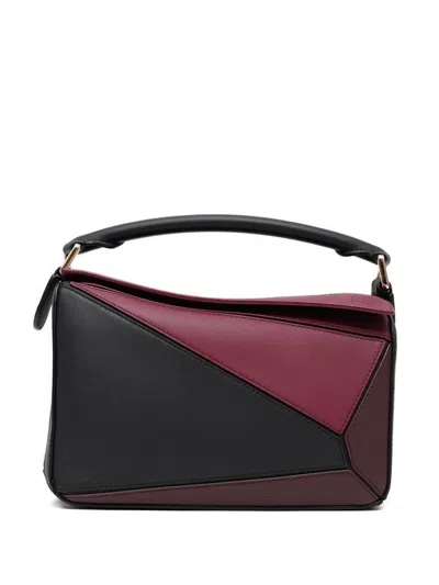 Loewe Puzzle Square Small Leather Handbag In Black