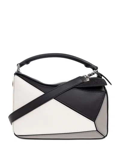 Loewe Puzzle Square Small Leather Handbag In Gray