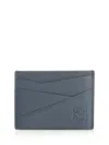 Loewe Mens Indigo Dye Puzzle Edge Plain Leather Cardholder In Gray