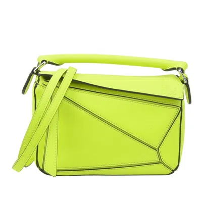Pre-owned Loewe Puzzle Yellow Leather Shoulder Bag ()